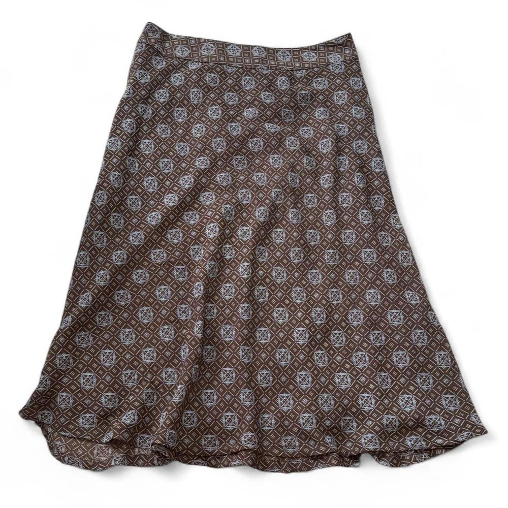 Vintage Y2K Covington Brown Chiffon Diamond Lattice Midi Skirt, Women's Size 4